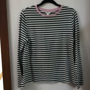 Nordstrom 1901 Dark olive green/white striped  long sleeve T-shirt